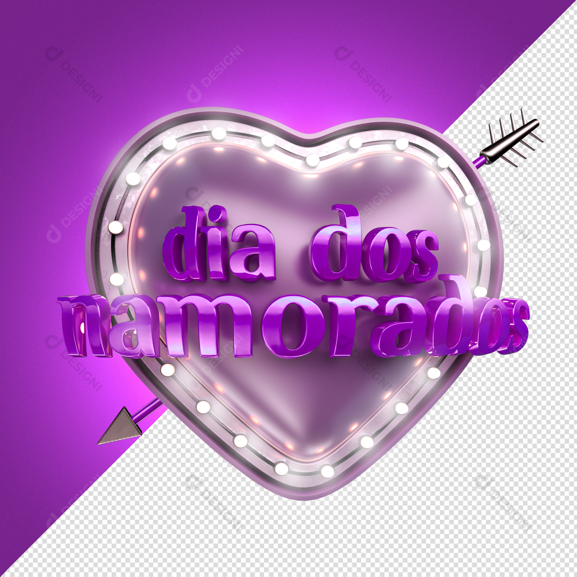 Selo 3D Dia Dos Namorados PSD