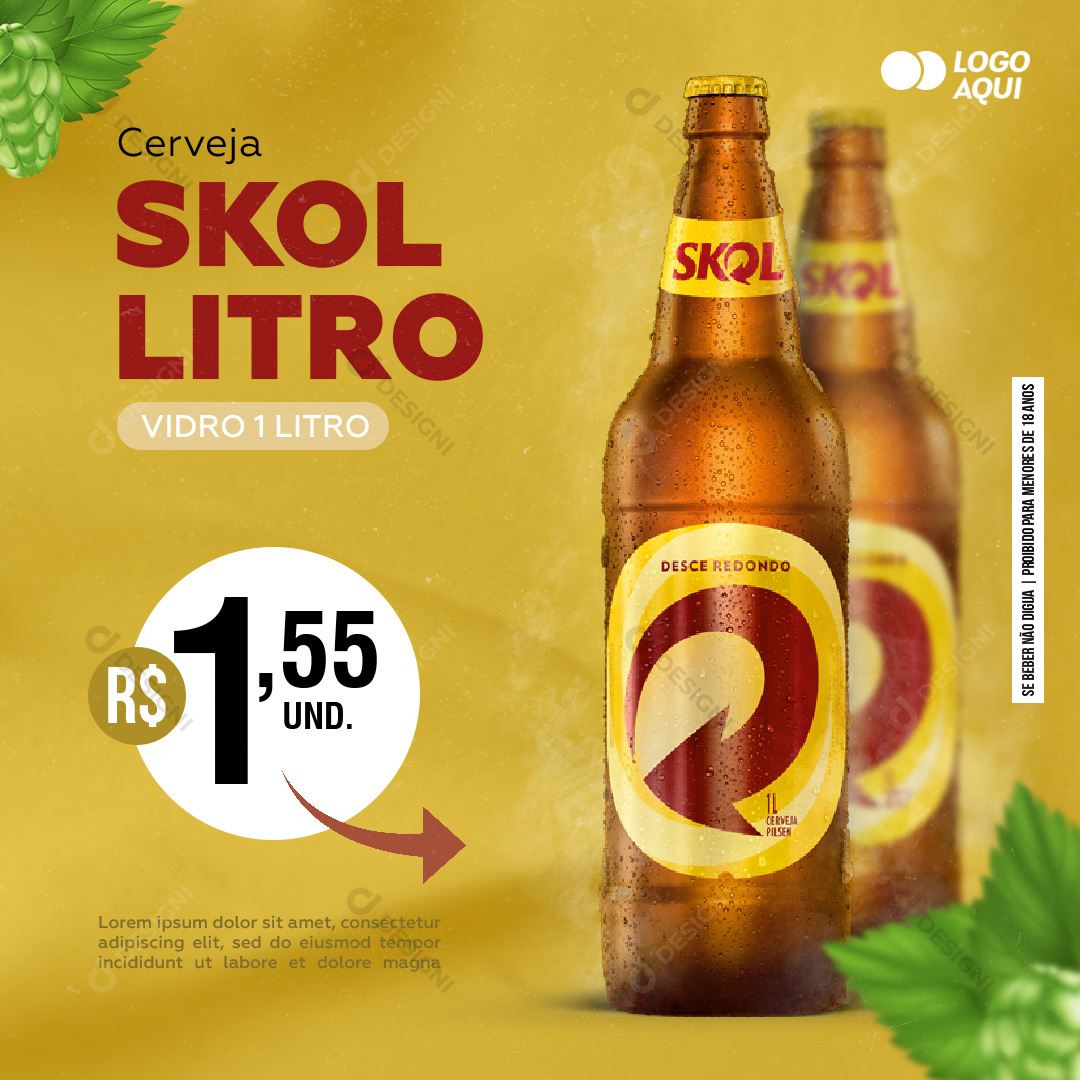 Cerveja Skol Distribuidora Social Media PSD Editável