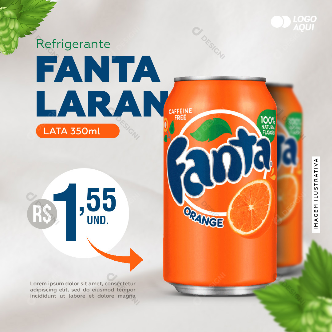 Refrigerante Fanta Laranja Social Media PSD Editável