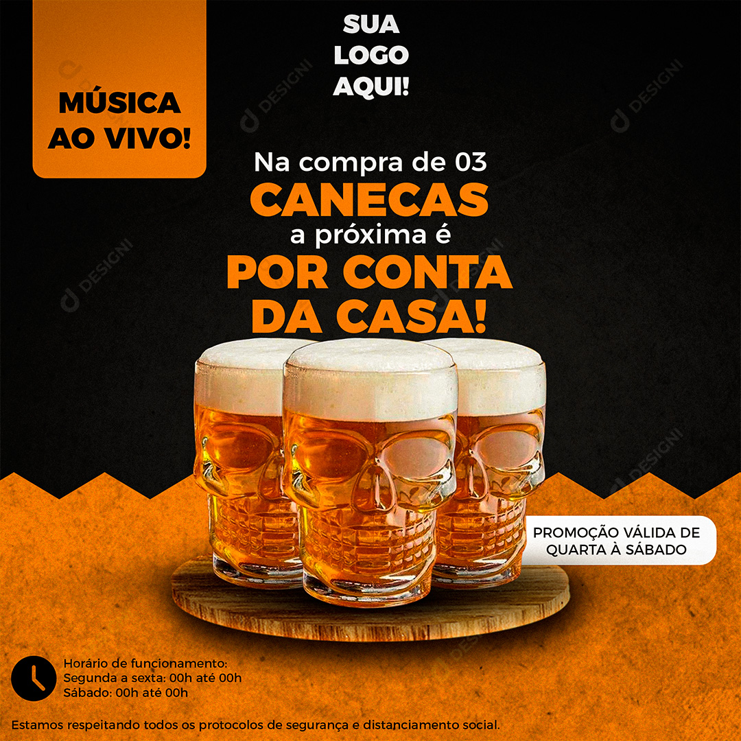 Promoção Chopp Bar Social Media PSD Editável