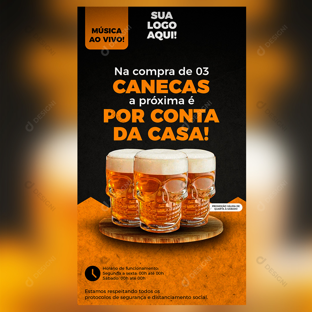 Promoção Chopp Bar Social Media PSD Editável