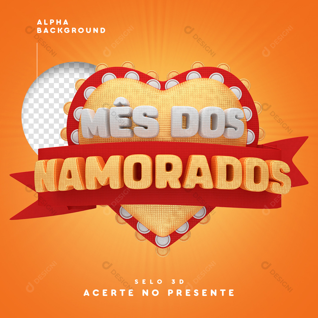 Selo 3D Mês Dos Namorados PNG Transparente Sem Fundo