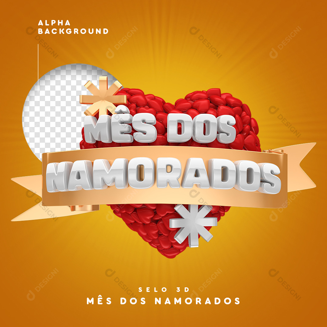 Selo 3D Mês Dos Namorados PNG Transparente Sem Fundo
