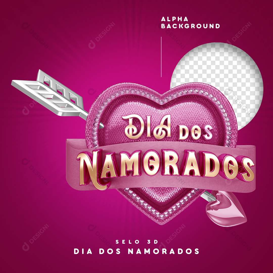 Selo 3D Dia Dos Namorados PSD