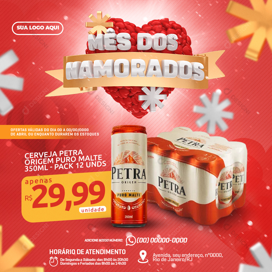 Mês Dos Namorados Cerveja Petra Caixa 12 Unidades Social Media PSD Editável