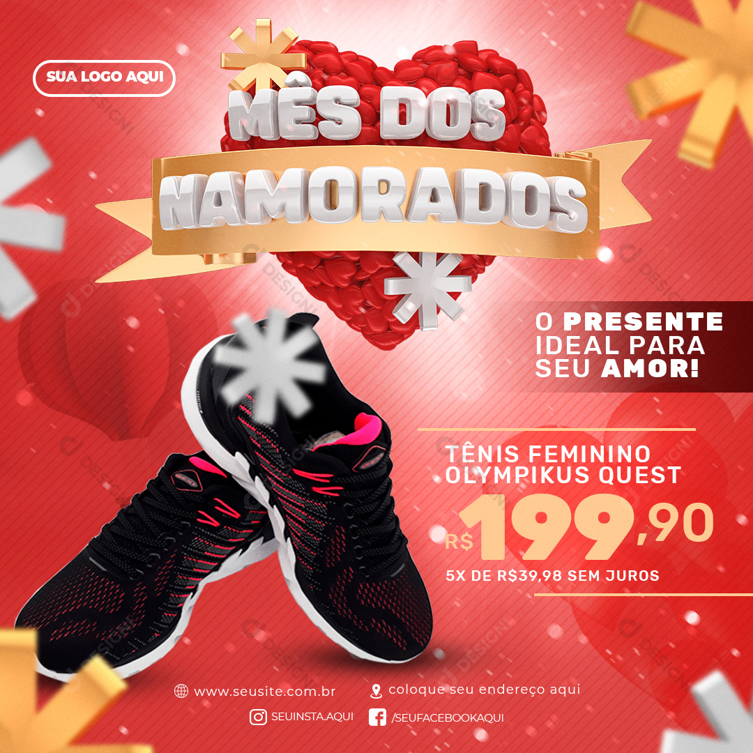 Mês Dos Namorados Tênis Feminino Olympikus Social Media PSD Editável