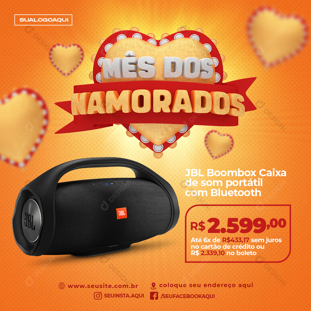 Mês Dos Namorados JBL Boombox Social Media PSD Editável