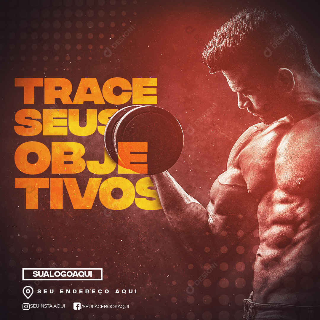 Trace Seus Objetivos Academia Social Media PSD Editável