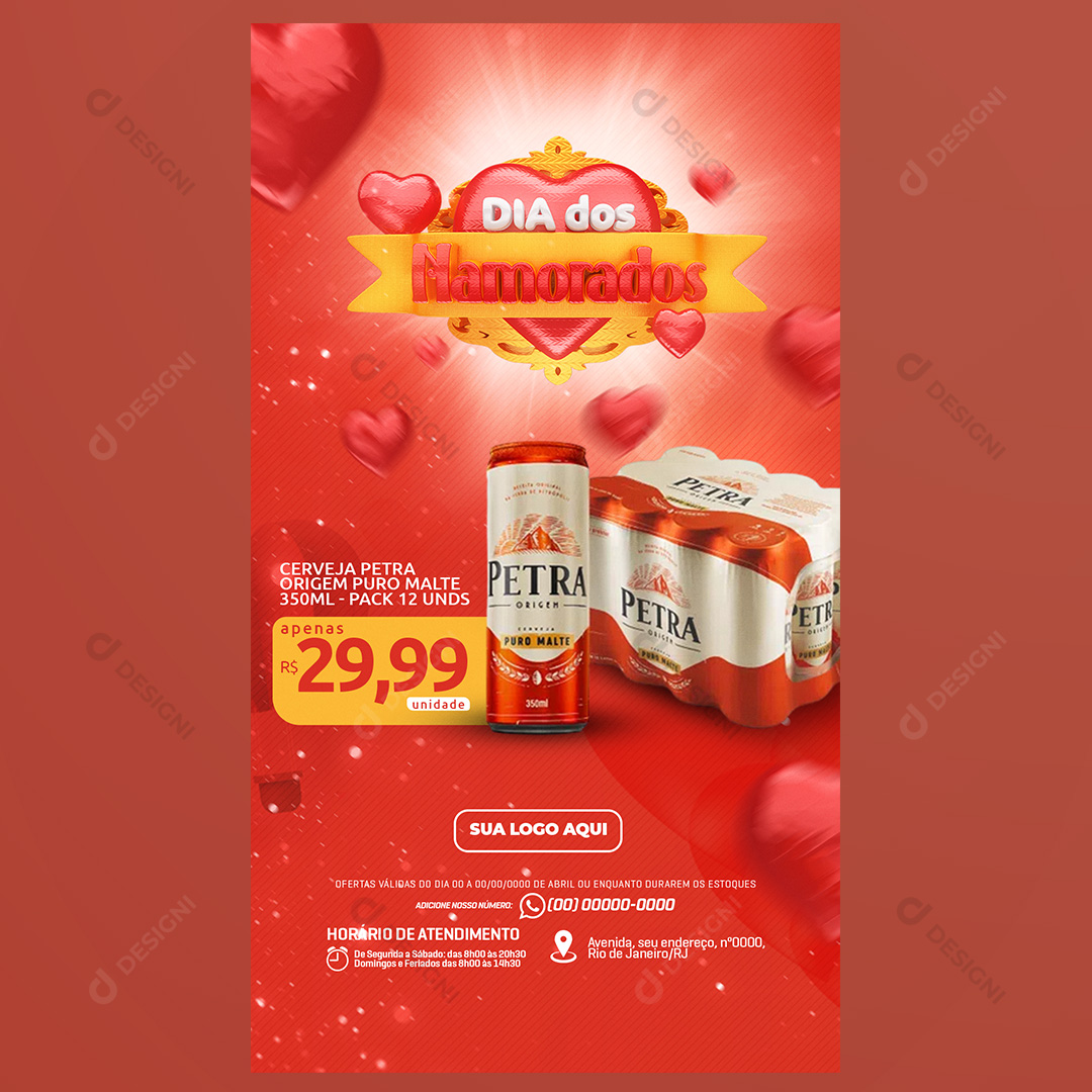 Dia Dos Namorados Cerveja Petra Caixa 12 Unidades Social Media PSD Editável