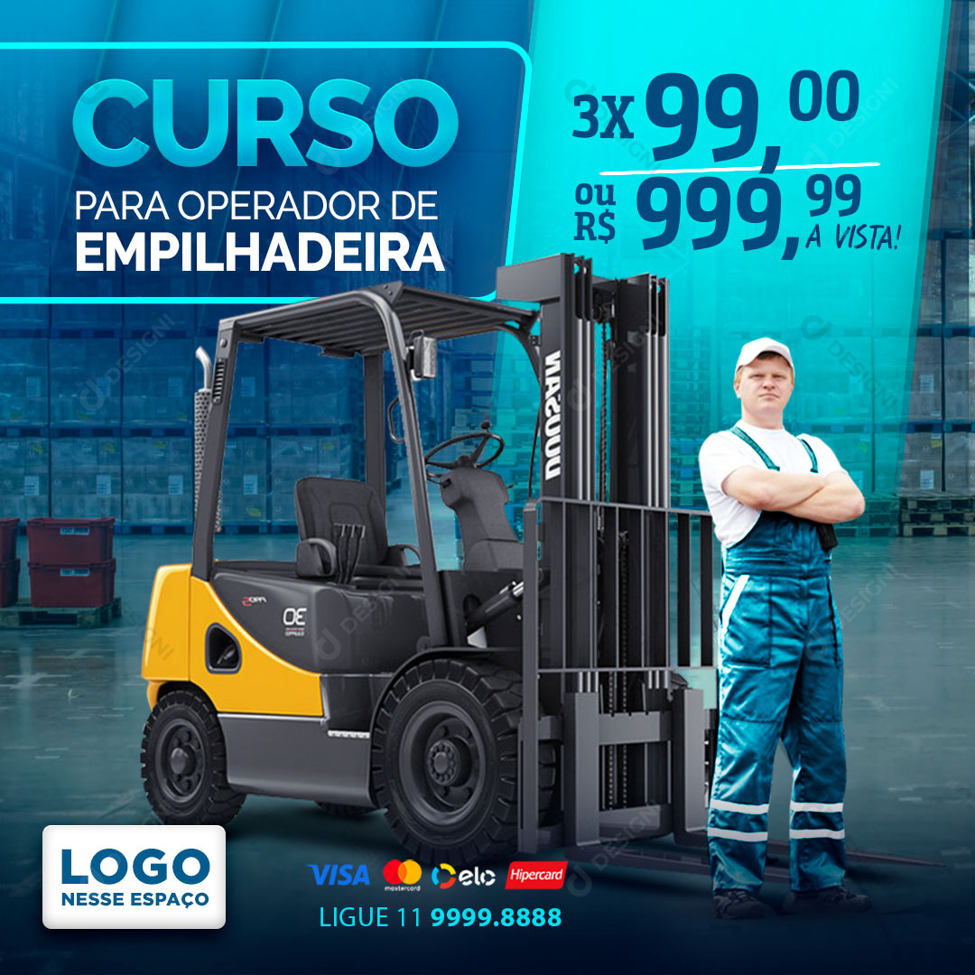 Curso Para Operador de Empilhadeira Social Media PSD Editável