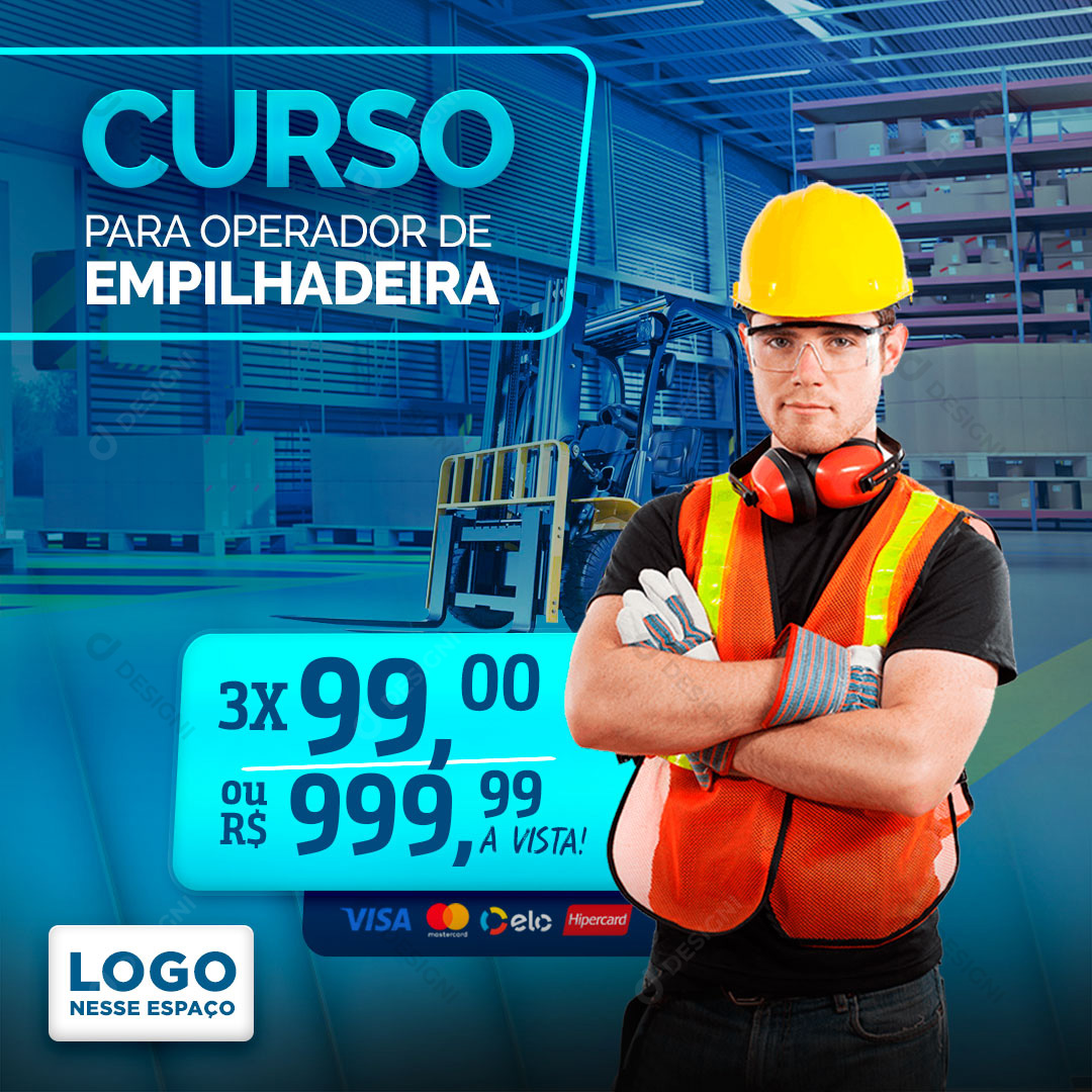 Curso Para Operador de Empilhadeira Social Media PSD Editável