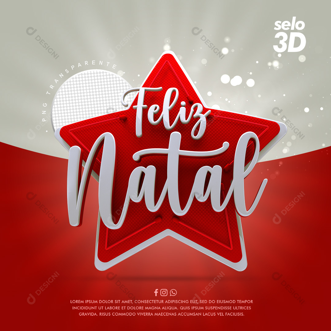Selo 3D Feliz Natal PSD + PNG Transparente
