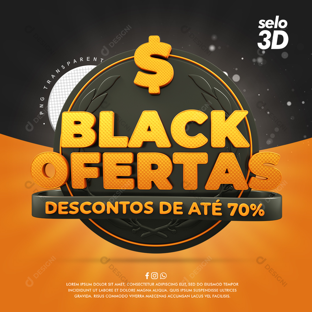 Selo 3D Black Ofertas PSD + PNG Transparente