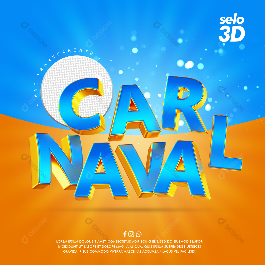 Selo 3D Carnaval PSD + PNG Transparente