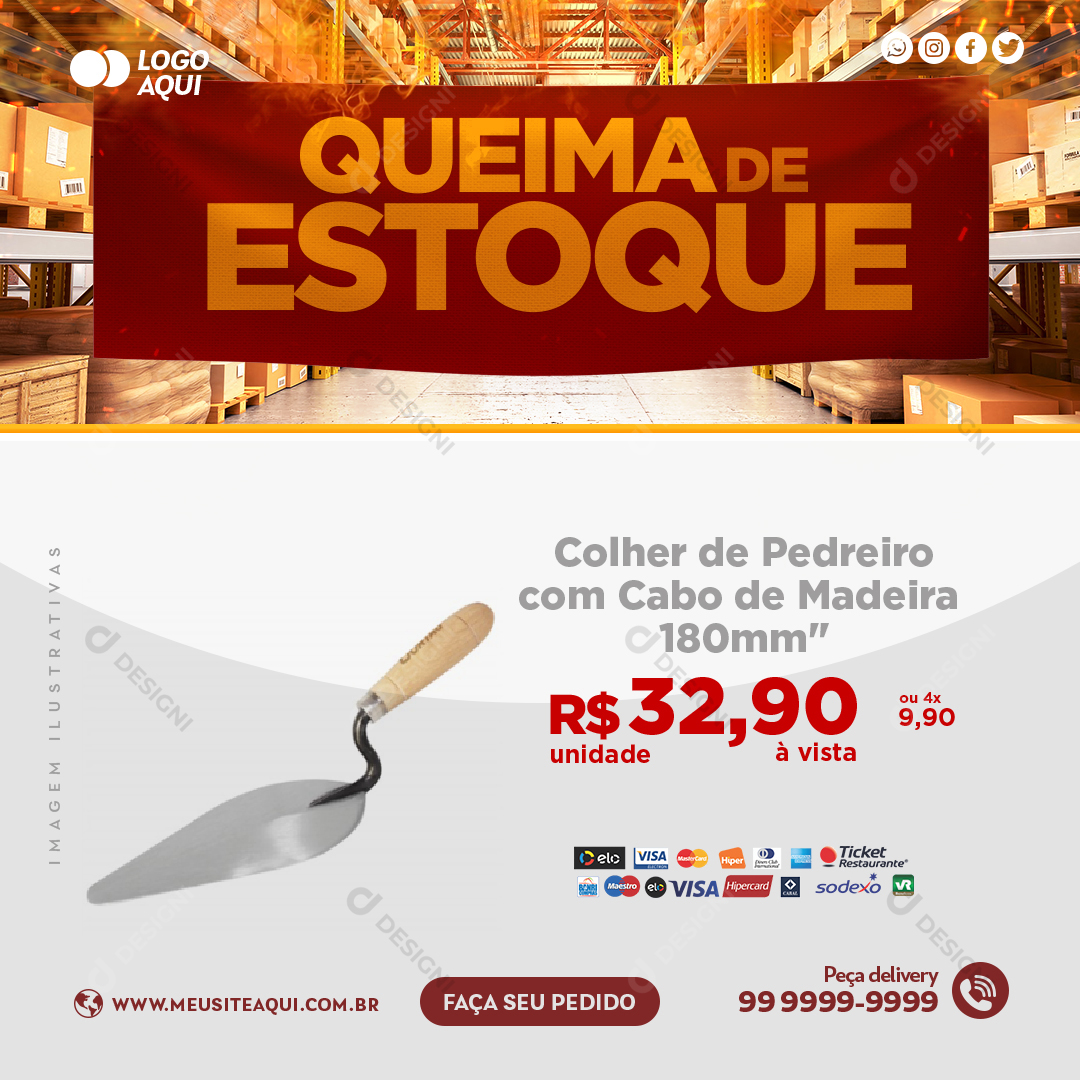 Queima de Estoque Construtora Social Media PSD Editável