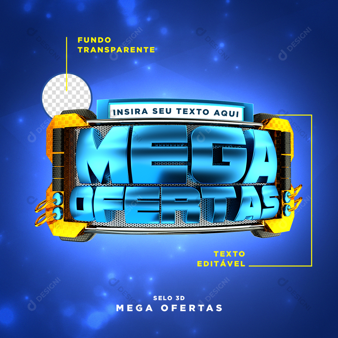 Selo 3D Mega Ofertas PSD + PNG Transparente