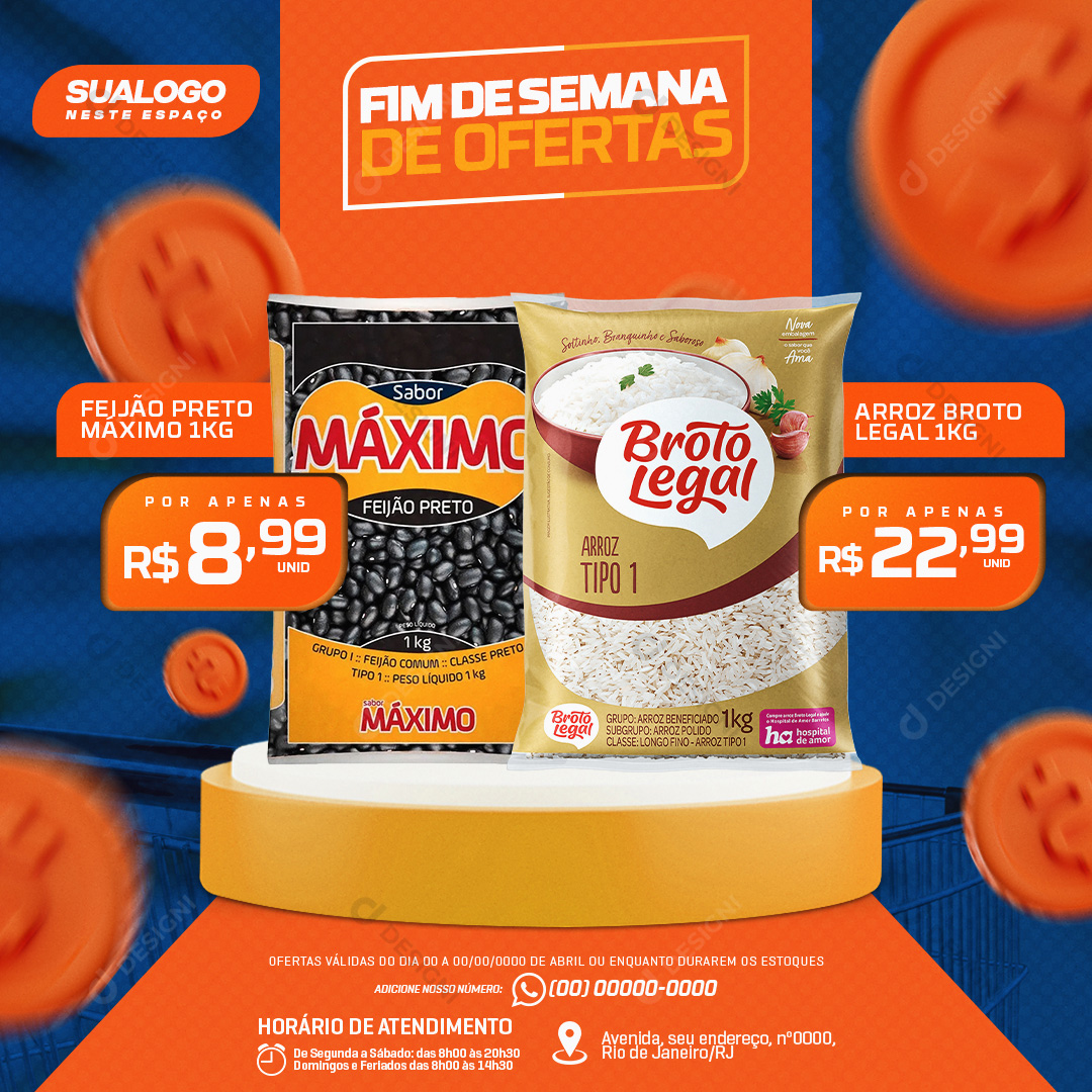 Fim de Semana de Ofertas Supermercado Social Media PSD Editável