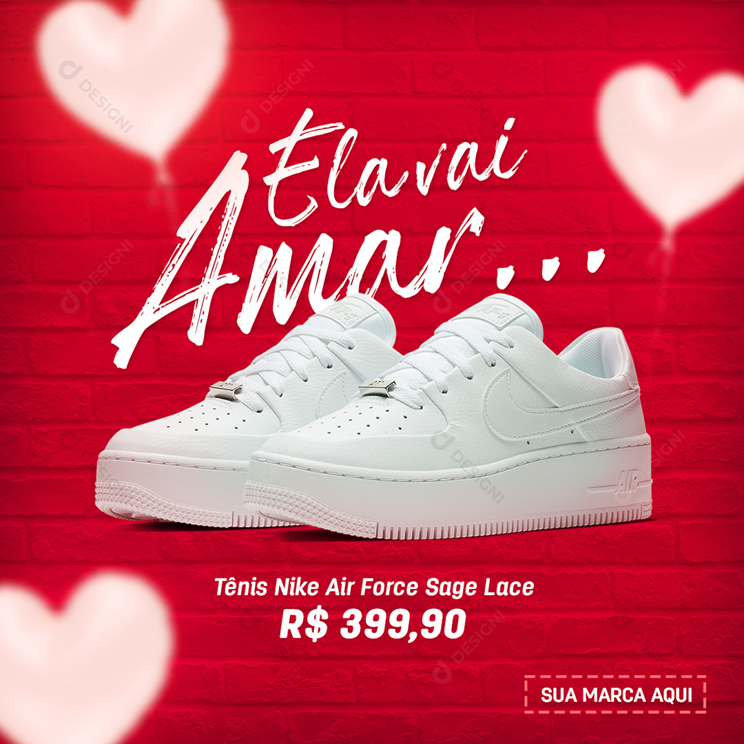 Tênis Nike Dia dos Namorados Social Media PSD Editável Photoshop