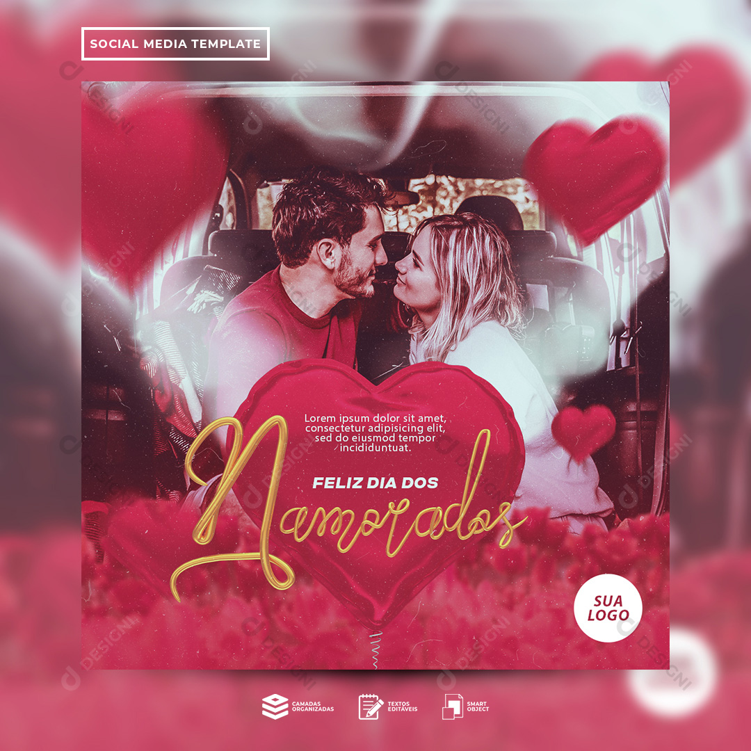 Feliz Dia Dos Namorados Social Media PSD Editável