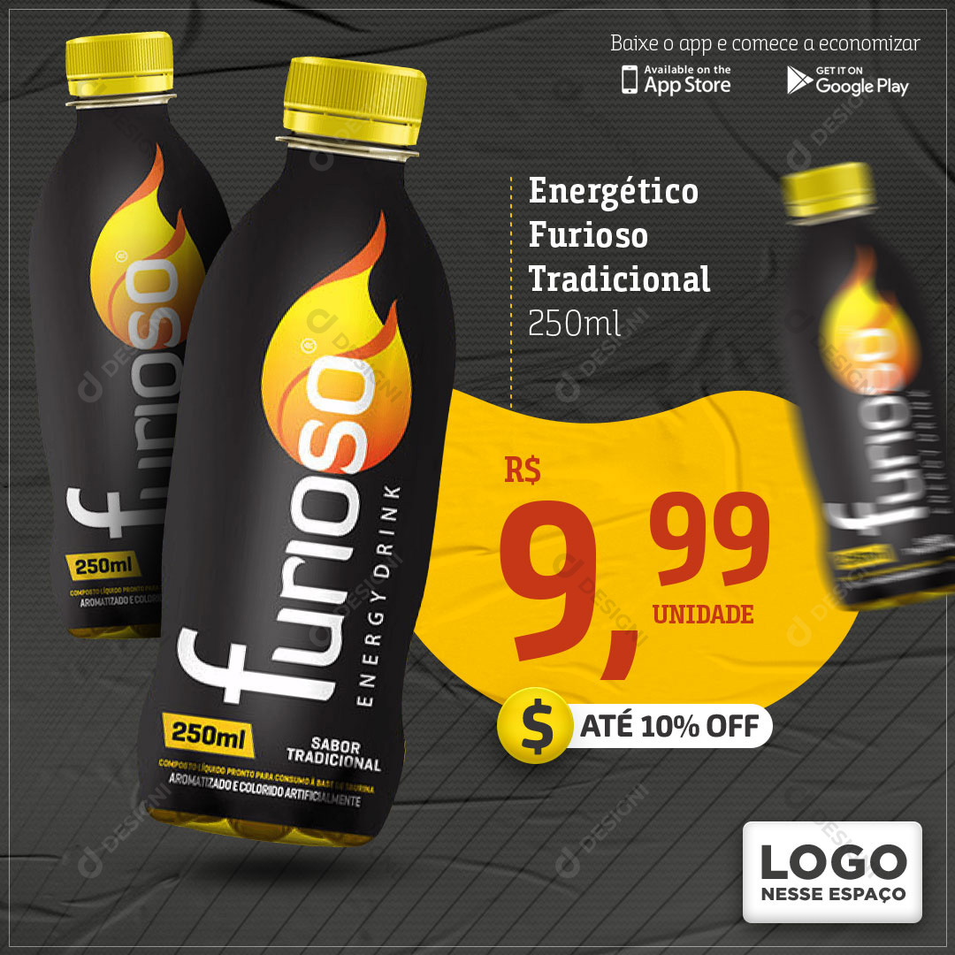 Energético Furioso Tradicional Distribuidora Social Media PSD Editável