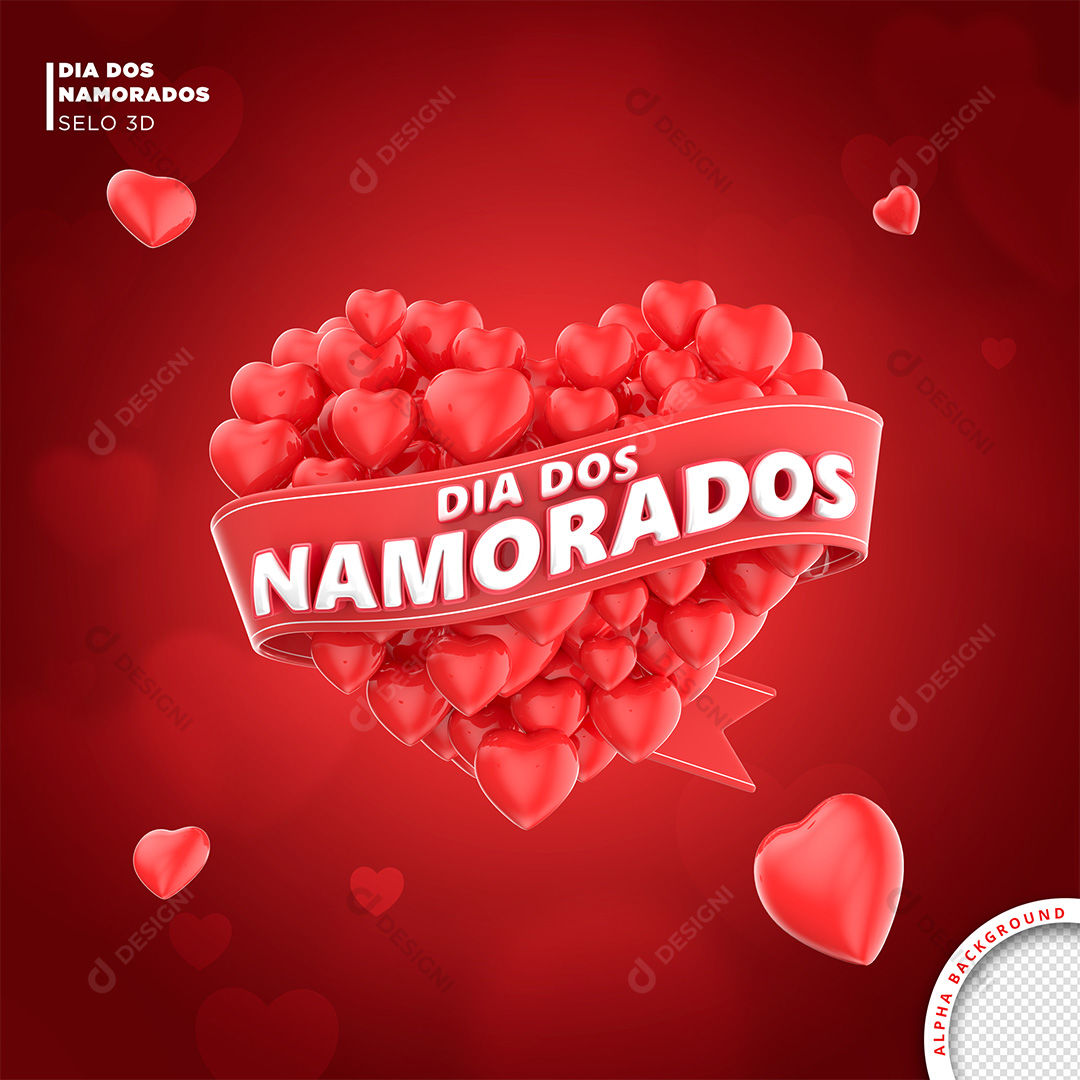 Selo 3D Dia Dos Namorados Para Composição PNG Transparente