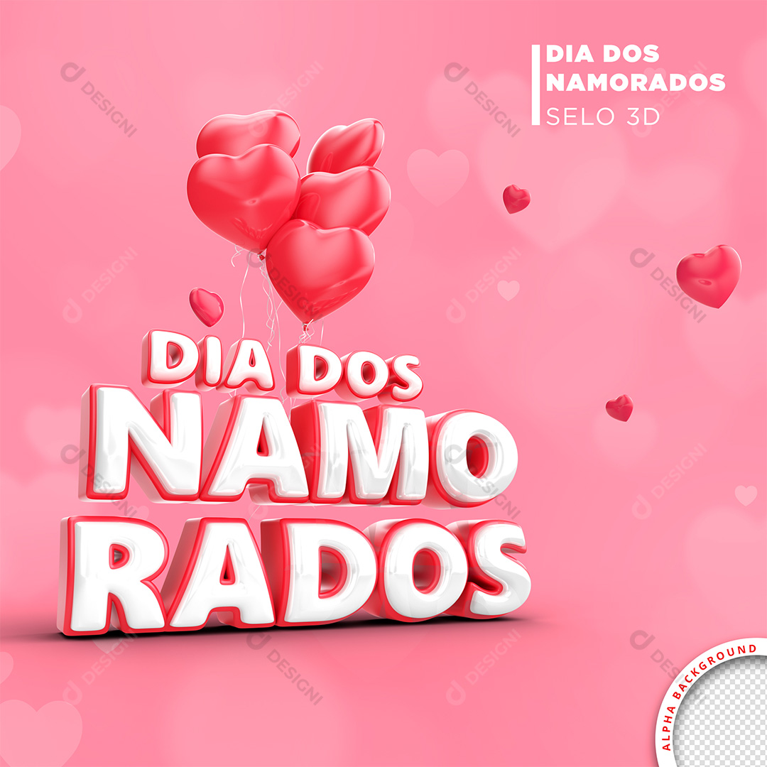 Selo 3D Dia Dos Namorados PNG Transparente