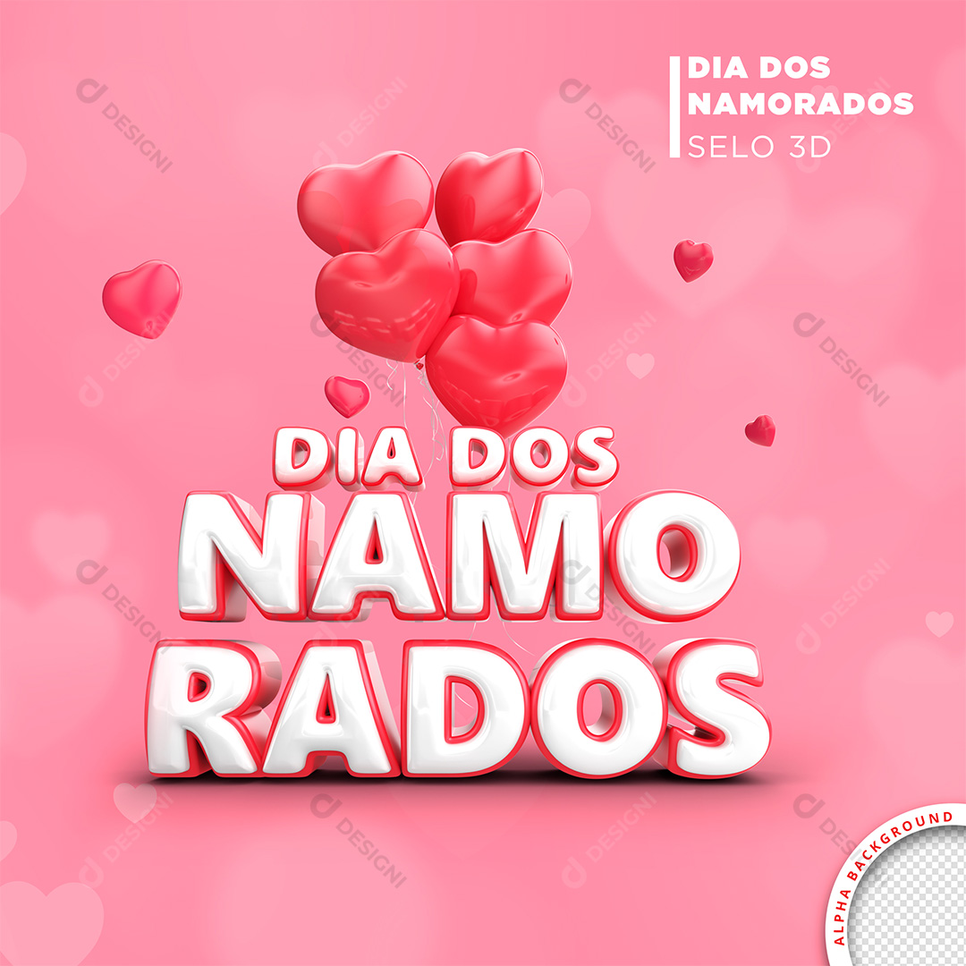 Selo 3D Dia Dos Namorados Para Composição PNG Transparente