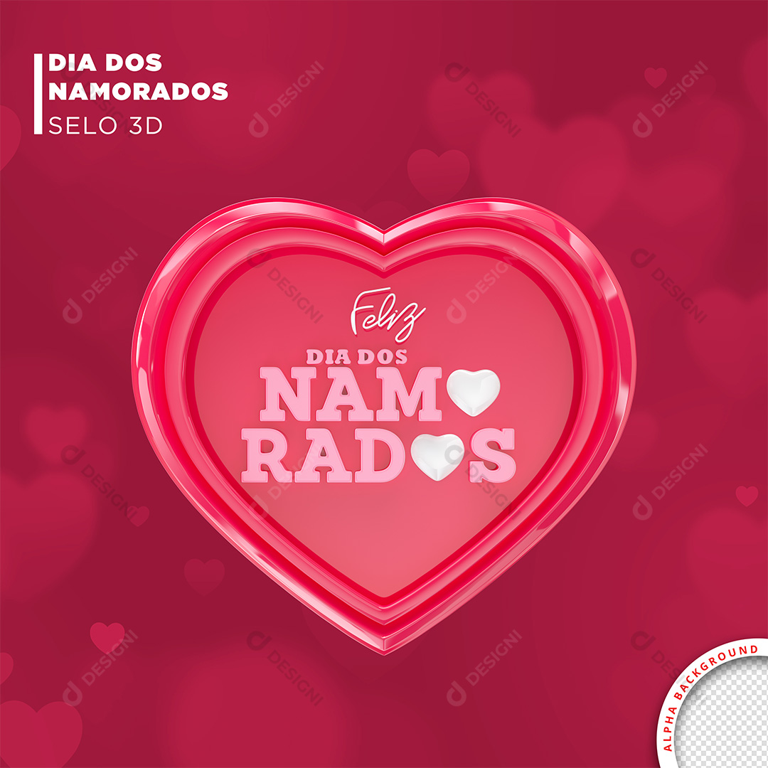 Selo 3D Feliz Dia Dos Namorados PNG Transparente Sem Fundo