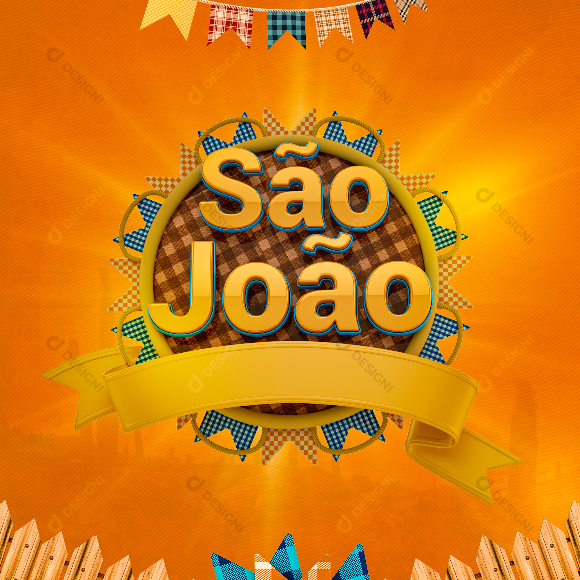 Selo 3D São João PNG Transparente + PSD Editavel