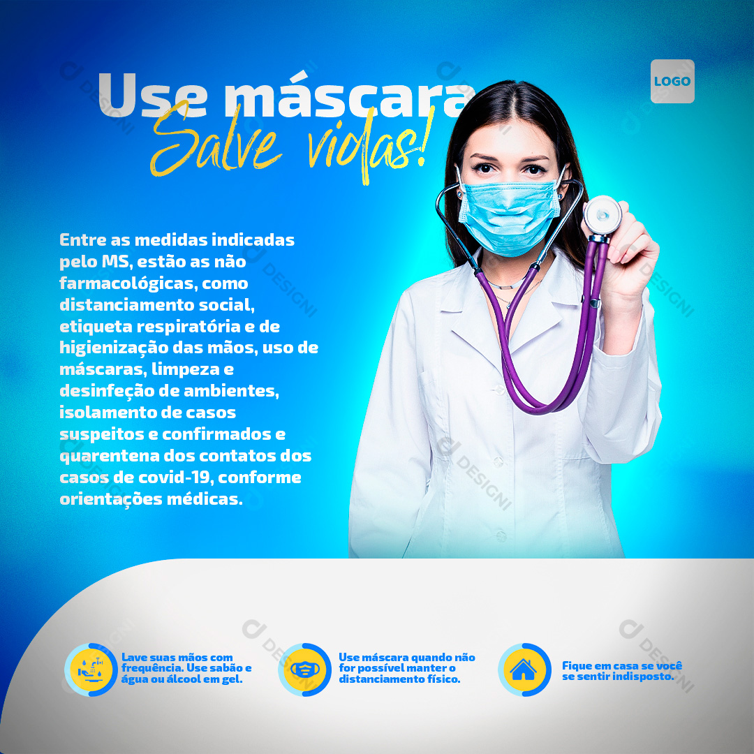 Use Mascara Salve Vidas Covid-19 Social Media PSD Editável