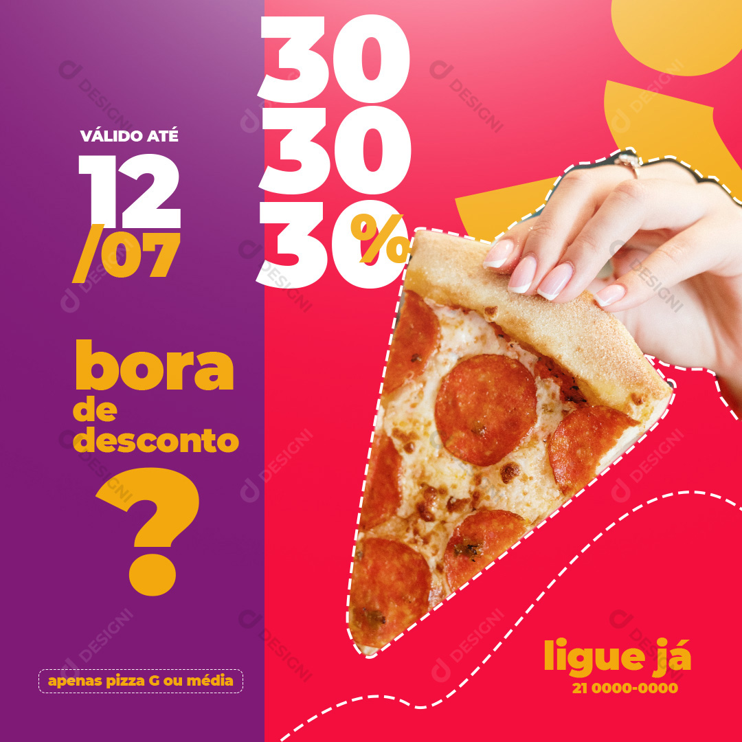 Bora de Desconto Pizzaria Social Media PSD Editável