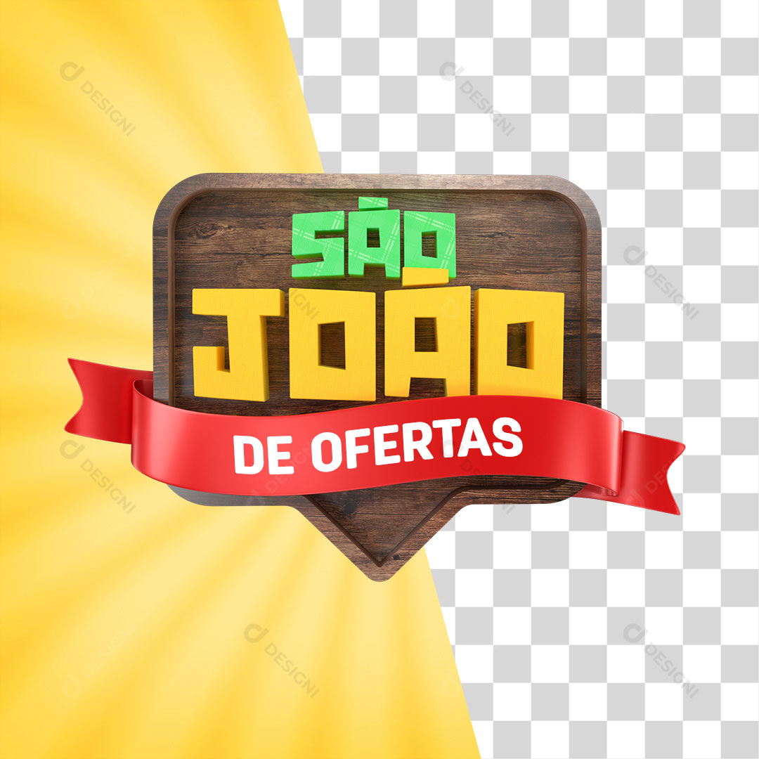 Selo 3D São João Festa Junina de Ofertas PSD + PNG Transparente