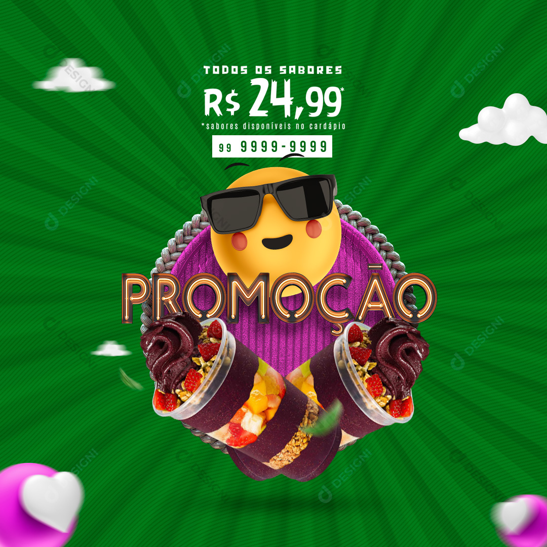 Promoção Açaí Sorveteria Social Media PSD Editável