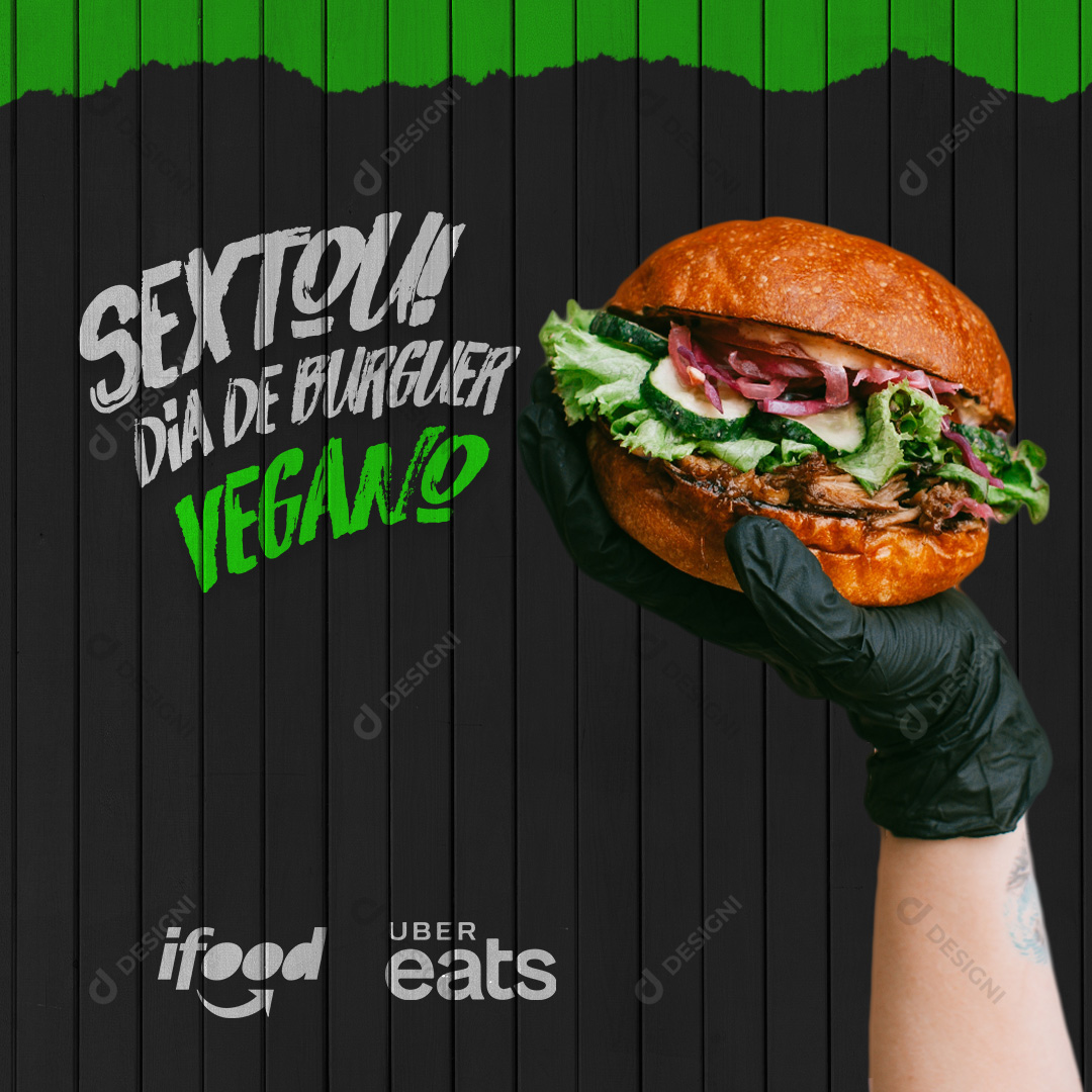 Sextou Dia Burguer Vegano Social Media PSD Editável