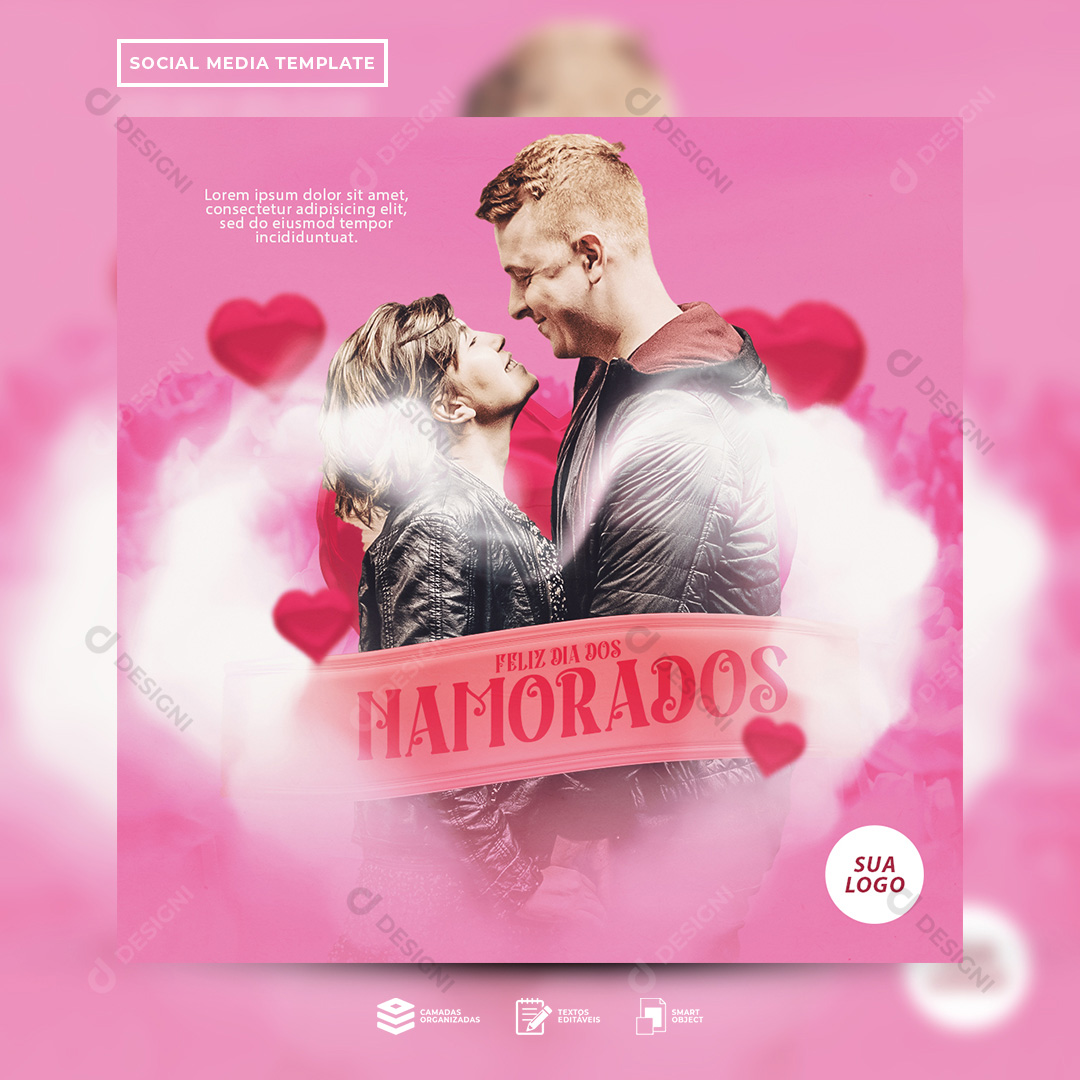 Feliz Dia Dos Namorados Social Media PSD Editável