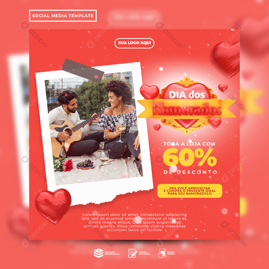 Desconto Dia Dos Namorados Social Media PSD Editável