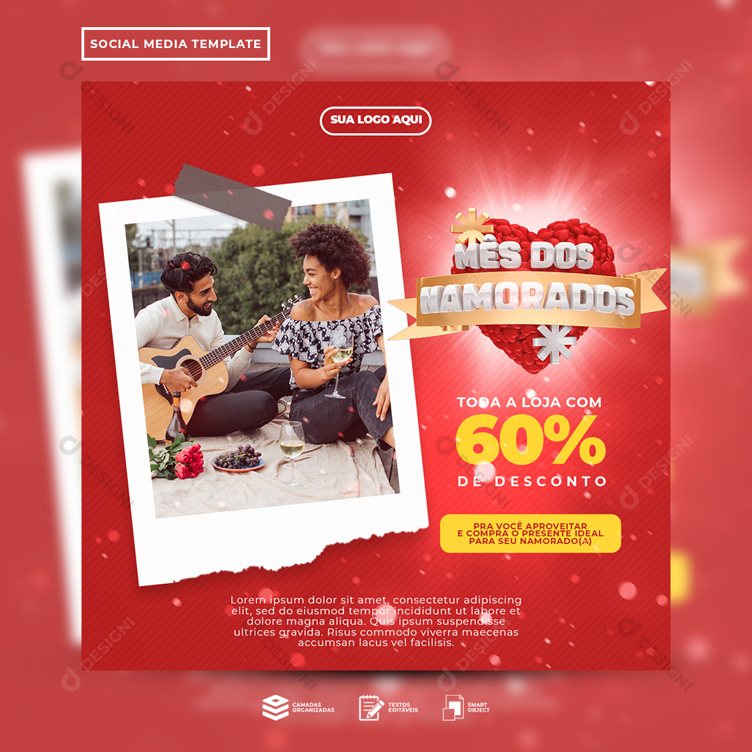 Desconto Mês Dos Namorados Social Media PSD Editável