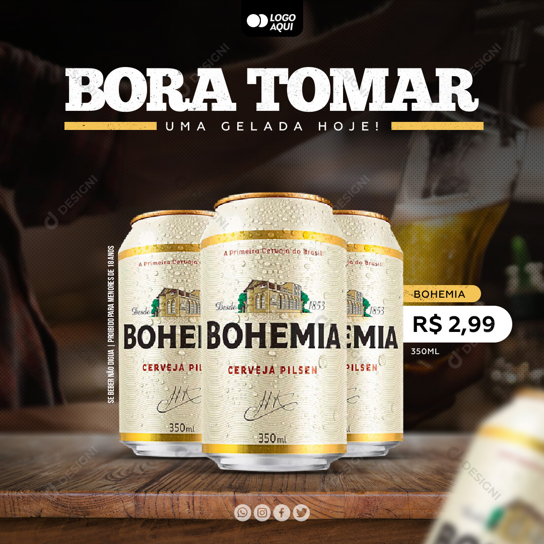 Bora Tomar Uma Bohemia Social Media PSD Editável