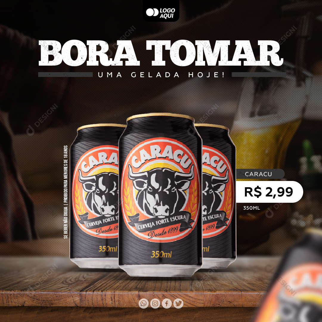 Bora Tomar Uma Caracu Social Media PSD Editável