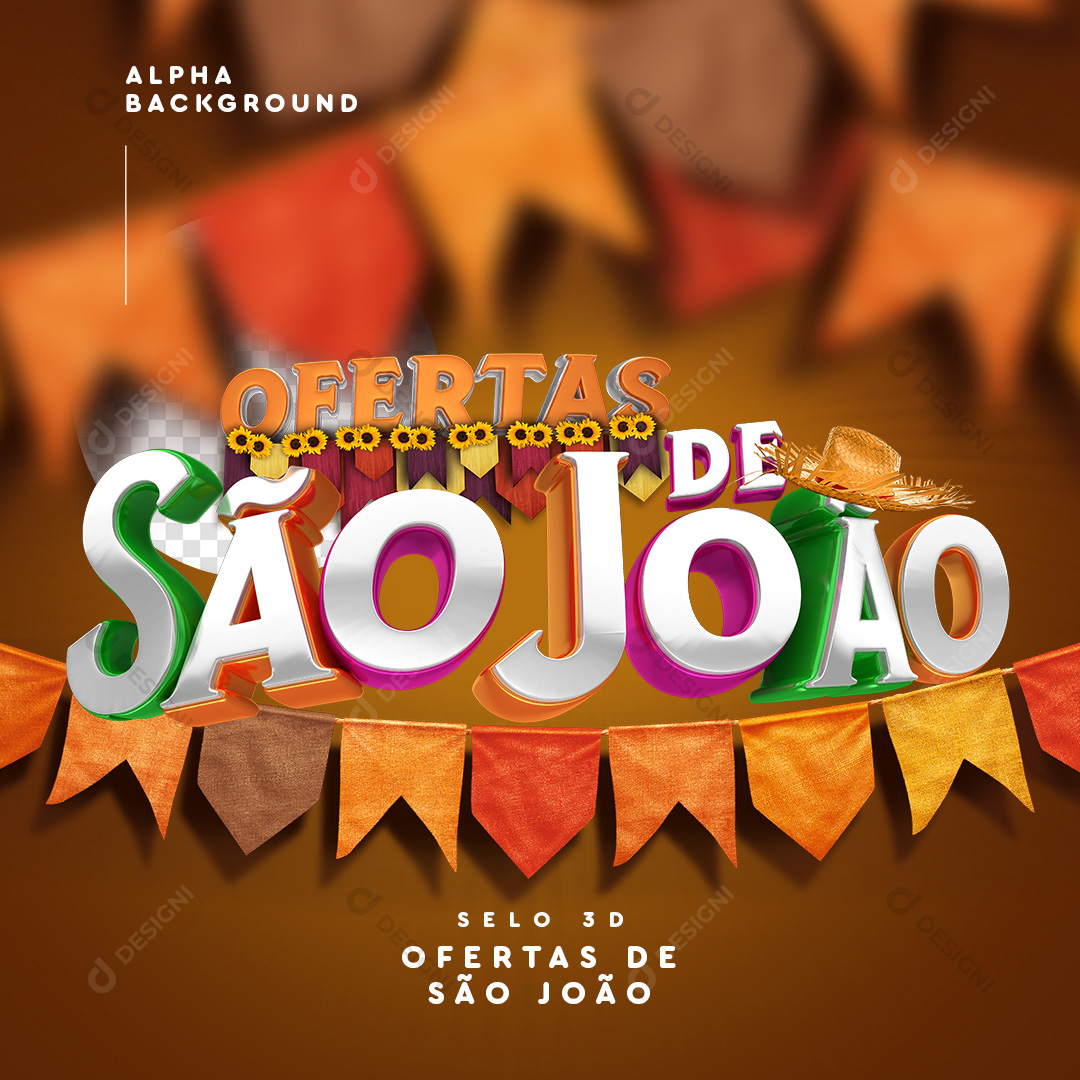 Selo 3D Oferta de São João PNG Transparente