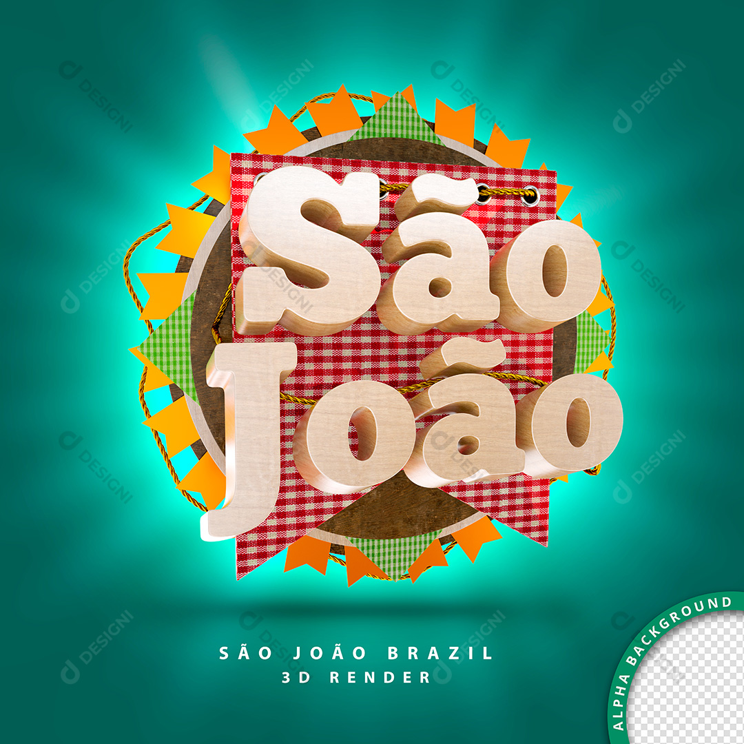 Selo 3D São João Festa Junina PNG Transparente