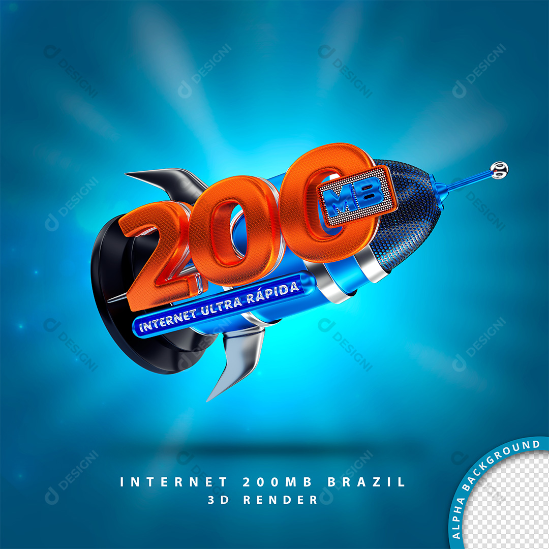 Selo 3D Internet Ultra Rápida PNG Transparente