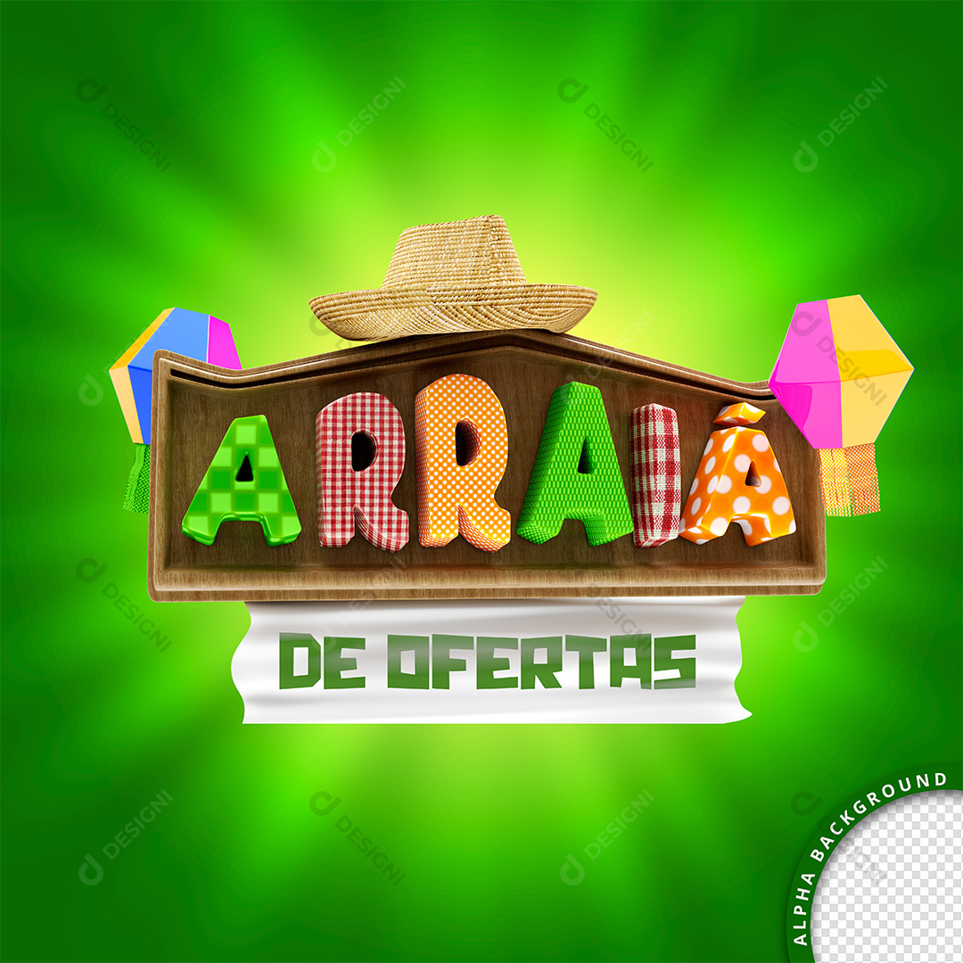 Selo 3D Arraiâ de Ofertas PSD + PNG Transparente