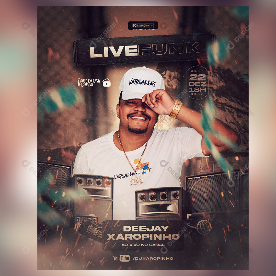 Flyer Live Funk Deejay Xaropinho Social Media PSD Editável
