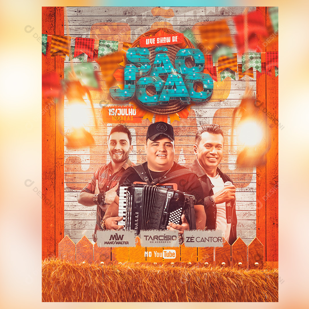 Flyer Live de São João Forro Social Media PSD Editável