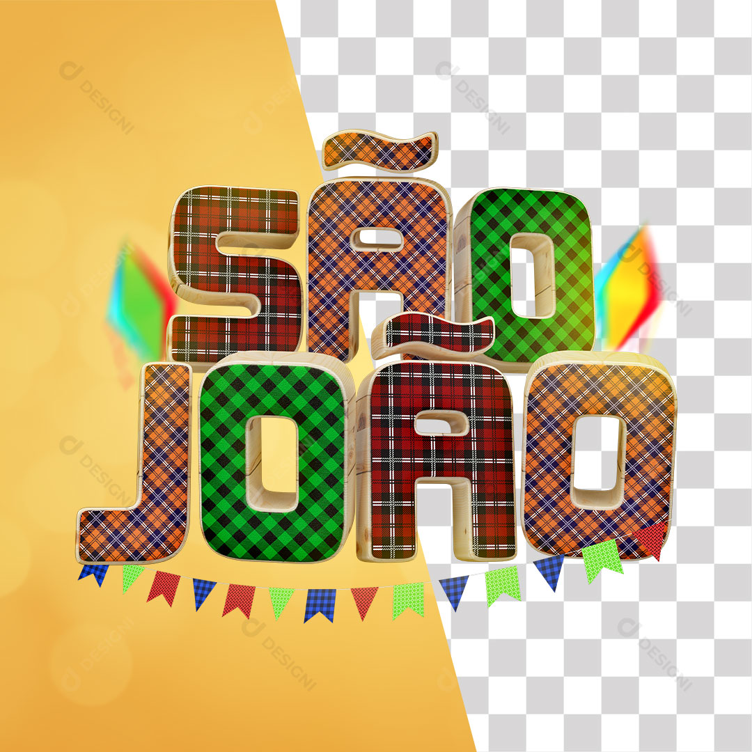 São João Texto 3D PNG Transparente Sem Fundo
