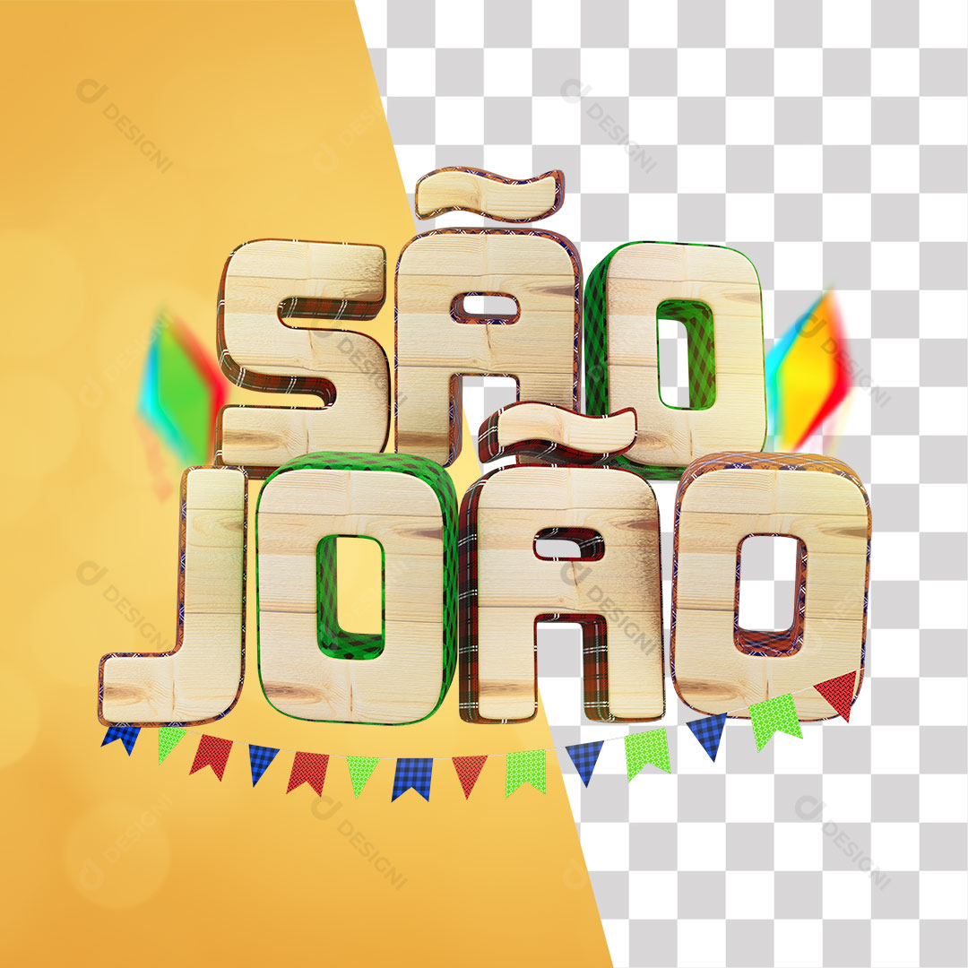 Texto 3D São João PNG Transparente Sem Fundo