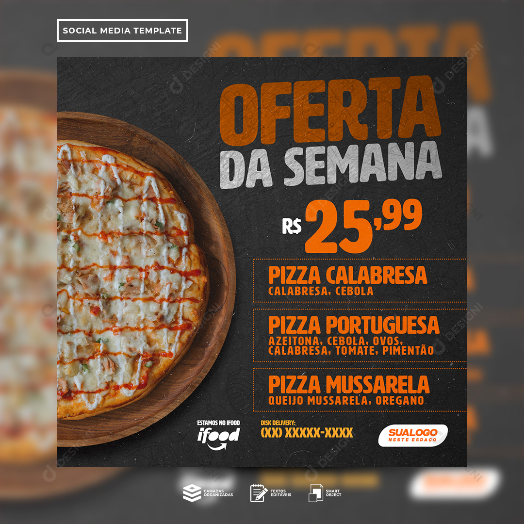 Oferta da Semana Pizzaria Social Media PSD Editável