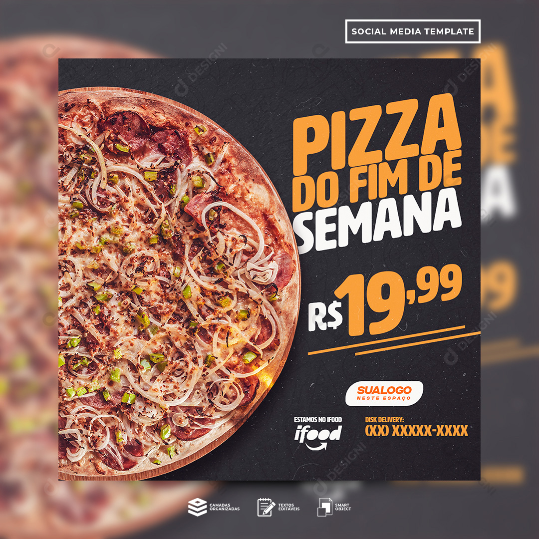 Pizza do Fim de Semana Pizzaria Social Media PSD Editável