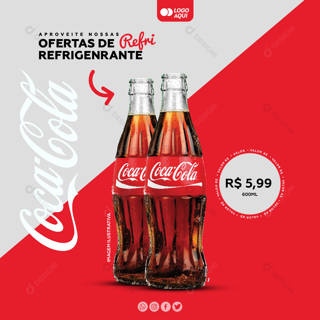 Aproveite Nossas Ofertas Refrigerante Coca Cola Social Media PSD Editável